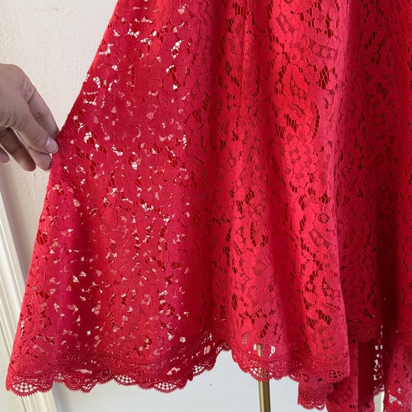 Free People Red Lace High-Low Dress 2 XS - Picture 3 of 10